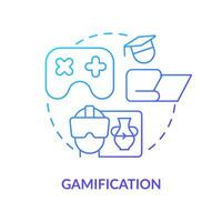 Gamification blue gradient concept icon. Virtual reality for learning. Education trend providing abstract idea thin line illustration. Isolated outline drawing. vector