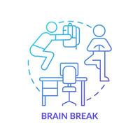 Brain break blue gradient concept icon. Physical activity for rest. Education trend and innovation abstract idea thin line illustration. Isolated outline drawing. vector