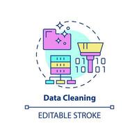 Data cleaning concept icon. Data mining process abstract idea thin line illustration. Updating and erasing information. Isolated outline drawing. Editable stroke. vector