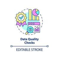 Data quality checks concept icon. Data mining process abstract idea thin line illustration. Identifying anomalies. Isolated outline drawing. Editable stroke. vector