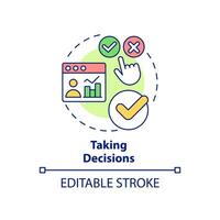 Taking decisions concept icon. Big data processing advantage abstract idea thin line illustration. Identifying patterns. Isolated outline drawing. Editable stroke. vector