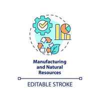 Manufacturing and natural resources concept icon. Big data application abstract idea thin line illustration. Modeling. Isolated outline drawing. Editable stroke. vector