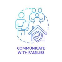 Communicate with families blue gradient concept icon. Trauma informed teaching. Trend in education abstract idea thin line illustration. Isolated outline drawing. vector