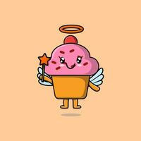 lindo personaje de cupcake de dibujos animados en forma de hada vector