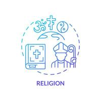 Religion blue gradient concept icon. Belief and worship. Social-cultural system. Social institution abstract idea thin line illustration. Isolated outline drawing vector