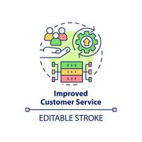 Improved customer service concept icon. Big data processing pros abstract idea thin line illustration. Advanced analytics. Isolated outline drawing. Editable stroke. vector