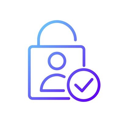 User authentication pixel perfect gradient linear vector icon. Identity verification. Personal confirmation. Thin line color symbol. Modern style pictogram. Vector isolated outline drawing