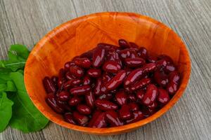 Kidney beans in a bowl on wooden background photo