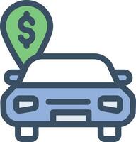 ilustración de vector de dólar de coche en un fondo. símbolos de calidad premium. iconos vectoriales para concepto y diseño gráfico.