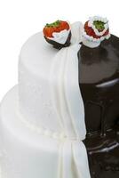 Wedding cake on white background photo