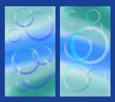 Set of translucent bubbles on diffuse abstraction background for trendy blue color design. vector