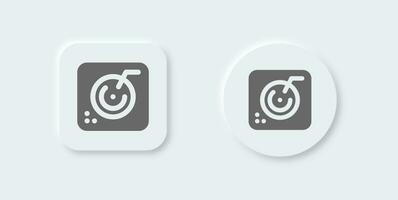 Turntable solid icon in neomorphic design style. Dj signs vector illustration.