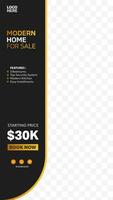 Social media template banner in luxury design style. Vertical story template for house architecture service promotion. vector