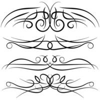 Set of vintage decorative curls, swirls, monograms and calligraphic borders. Line drawing design elements in black color on white background. Vector illustration.