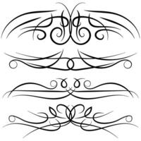 Set of vintage decorative curls, swirls, monograms and calligraphic borders. Line drawing design elements in black color on white background. Vector illustration.