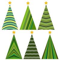 Set of Christmas trees. Isolated vector illustration for Merry Christmas and Happy New Year.