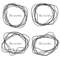 Set of Black Hand Drawn Scribble in Elliptical Form vector