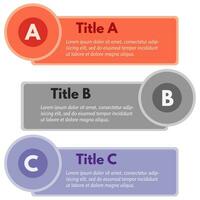 conjunto de tres banners de opciones de colores horizontales. plantilla de diseño infográfico paso a paso. ilustración vectorial vector