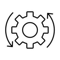 easy operation process icon vector gearwheel and arrow sign for graphic design, logo, website, social media, mobile app, UI illustration