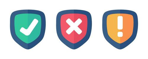 Shield data protection status. A check mark on the shield. vector