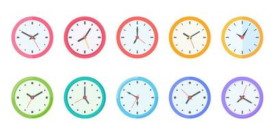 The round clock face shows the scheduled time. vector