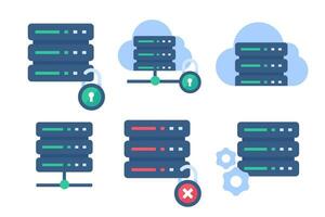 servidores del centro de datos. conectarse a big data en la nube. gran cantidad de almacenamiento de datos vector