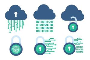 computación en la nube. el candado que encierra las nubes. el concepto de prevención de la pérdida de datos en la red. vector