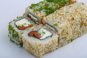 California roll on white background photo