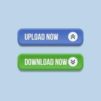 Upload now and download now buttons, 3d web buttons vector