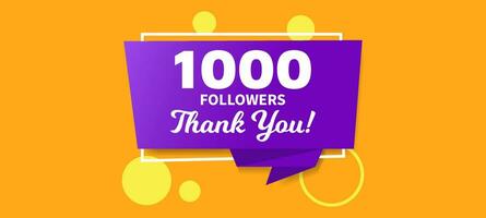 1k followers thank you social media post vector