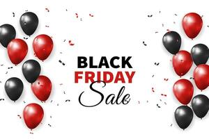 Black Friday sales banner with balloons vector