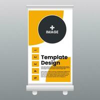 template roll up banner design show exhibition display orange vector