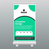 template roll up banner design show exhibition display green vector