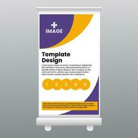 template roll up banner design show exhibition display purple vector