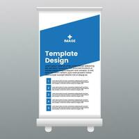 template roll up banner design show exhibition display stand vector