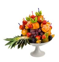 Fresh fruits in a bowl on white background photo