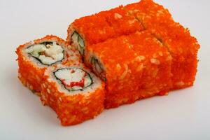 California roll on white background photo