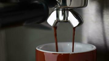 A closeup shot of an espresso coffee machine video