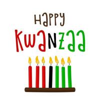 Vector collection of Happy Kwanzaa. Holiday symbols set on white background