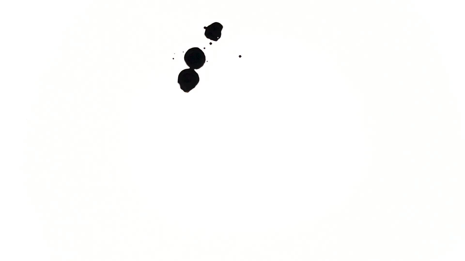 Drop black paint animation on the isolated white background. Abstract