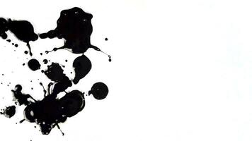 Drop black paint animation on the isolated white background. Abstract black ink footage for artistic overlay, transition and texture footage. video