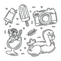 Summer set icon collection vector