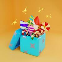 Christmas box with fireworks 3D illustration photo