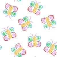 Childlike pattern with butterfly vector