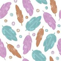 Feather boho pattern vector