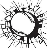 Smashing baseball ball black and white. Vector illustration.