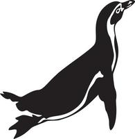 Penguin animal black and white vector illustration