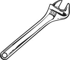 llave ajustable o llave inglesa en blanco y negro. ilustración vectorial vector