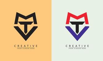 abstract letter t m v logo icon vector