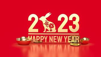 The 2023 gold for year of the rabbit 3d rendering photo